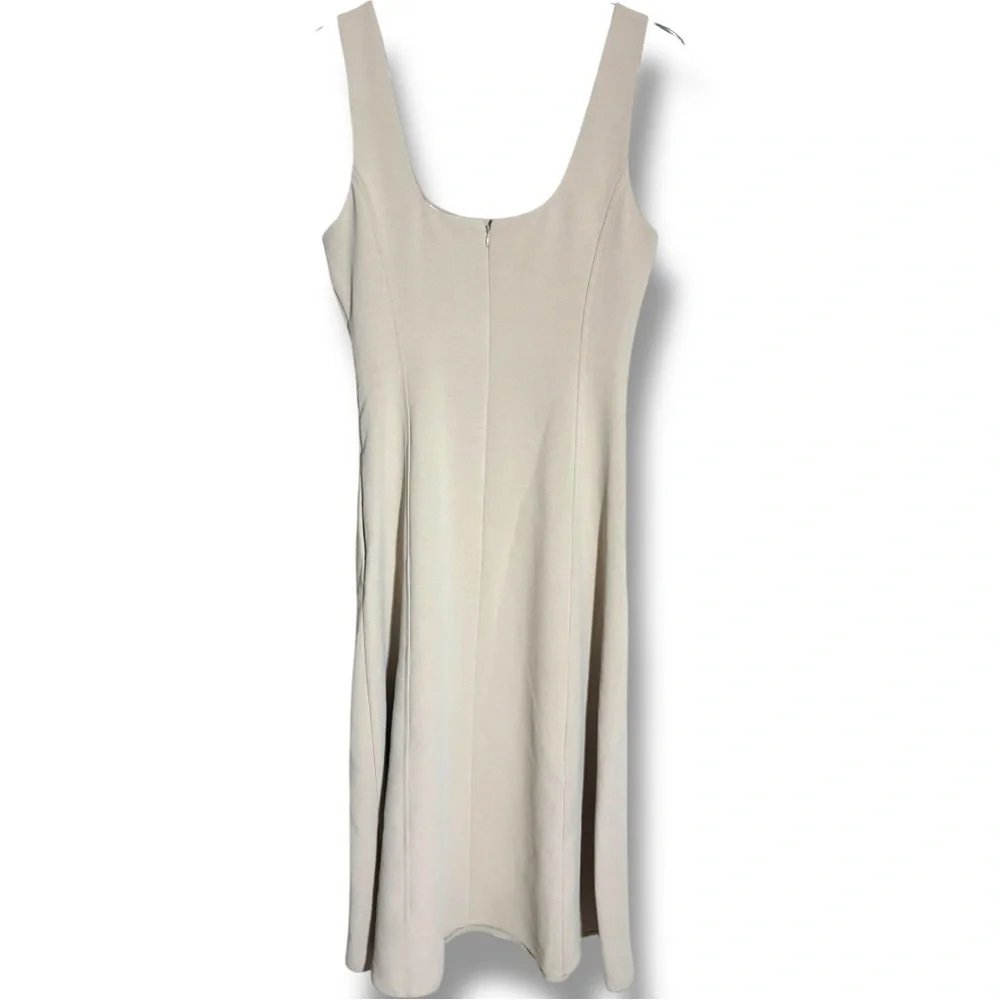 Joie Cream Sleeveless A-Line Square Neck Soft Fit & Flare Midi Dress - Picture 14 of 15